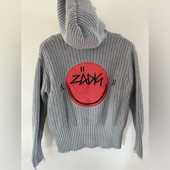 Zadig & Voltaire Moore Light Grey Hooded Knit Cardigan Sweater Size XS/S - Picture 1 of 14